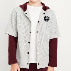 OLD NAVY Boys  2-In-1 Long-Sleeve Snap-Front Hooded Jersey